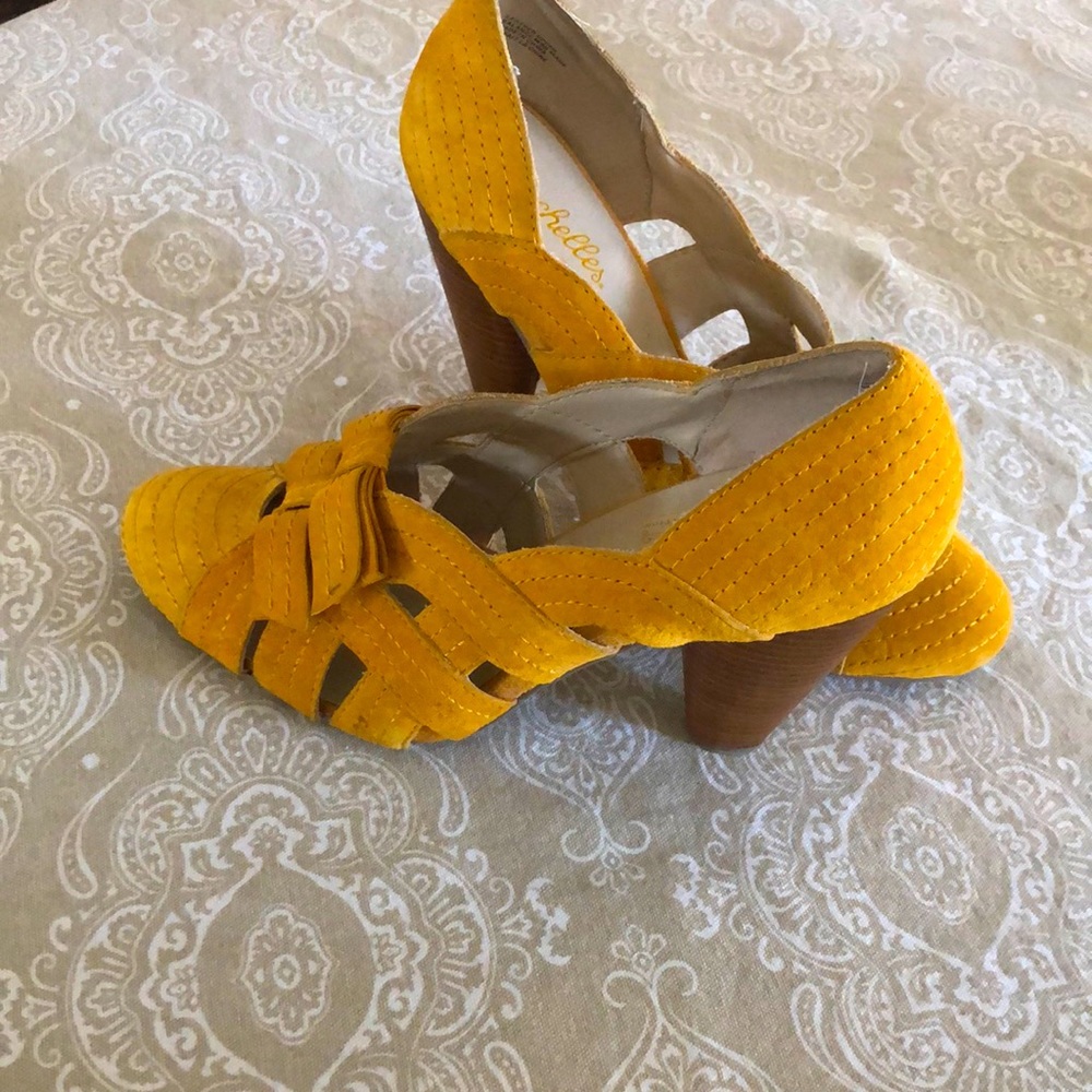 Mustard colored heels, worn once